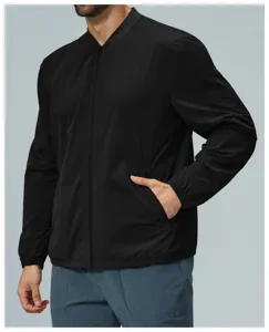 Men's casual zip-up jacket with stand collar, perfect for daily commuting and sports activities.