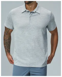 Men's breathable quick dry short sleeve polo shirt for outdoor golf sports and casual daily wear.