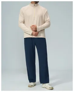 Set top manica lunga waffle e pantaloni casual uomo, abbigliamento sportivo outdoor confortevole.