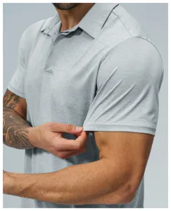 Men's athletic short sleeve polo shirt, lightweight moisture wicking golf shirt casual top.