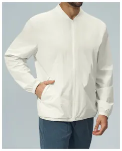 Men autumn casual zip-up jacket stand collar windbreaker daily commuting outerwear.