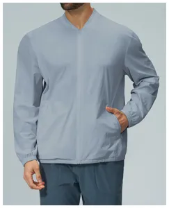Men casual zip-up jacket stand collar sports outerwear for daily commute autumn season new fashion