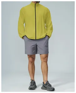Lightweight sun protection quick dry jacket detail, stand collar sport apparel, outdoor hiking gear.