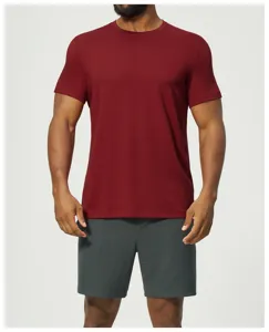 Men's modal combed cotton breathable short sleeve t-shirt, casual outdoor sports wear.