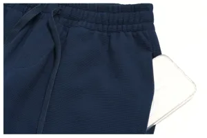 Pantalone da tuta in tessuto waffle blu navy con dettaglio tasca e comoda coulisse.