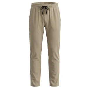 Atmungsaktive Herren Sport Freizeithose in Khaki schnelltrocknend mit schwarzem Kordelzug.