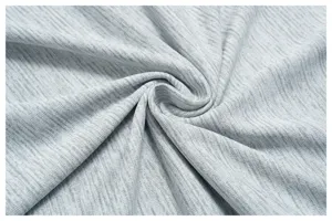 Fabric close-up detail showing the soft breathable quick-drying texture in light gray.
