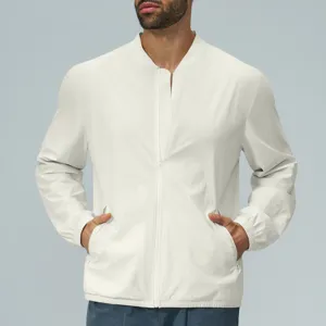 Men's Casual Sports Zipper Jacket Daily Commute Stand Collar Outerwear Long Sleeve Nylon Spandex Athletic Jacket