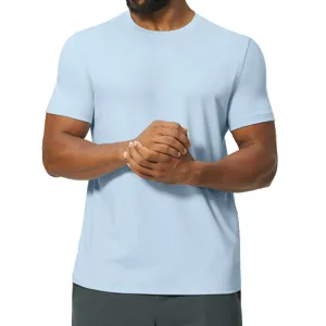 Men's light blue short sleeve t-shirt casual breathable modal comfortable summer top