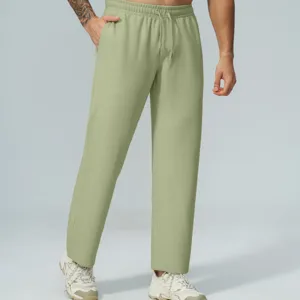 Pantaloni casual da uomo in maglia waffle comodi per trekking all'aperto verde