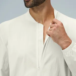 Men's autumn casual zip-up jacket, stand collar, solid color daily commuting outerwear.