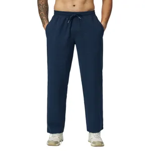 Pantaloni casual da uomo in maglia waffle tinta unita con coulisse vita elastica