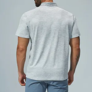 Men's breathable quick-dry short sleeve golf polo shirt casual solid grey top apparel