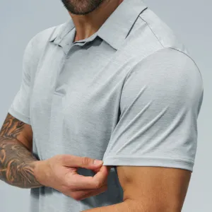 Men short sleeve moisture wicking quick dry golf polo shirt casual sports apparel top grey