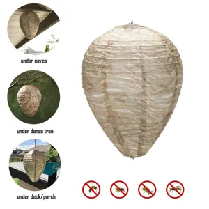 Fake wasp nest hanging lantern for outdoor pest control, waterproof hanging hornet deterrent.