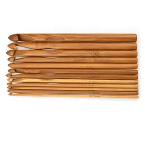 Gekarboniseerde bamboe haaknaald set, 12 maten breigereedschap voor truien breien en handwerk.