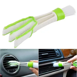 Cepillo de limpieza para rejillas de coche de doble extremo con microfibra y cerdas de nailon.