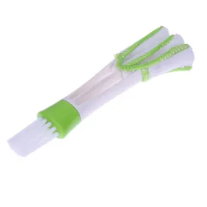 Cepillo de limpieza para rejillas de aire de coche plumero de doble extremo para huecos de persianas.