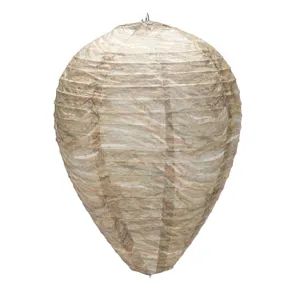 Hanging wasp nest decoy paper lantern detail view for effective outdoor pest control use.