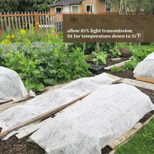 Plant frost protection cover non-woven fabric for garden vegetable cold weather defense.