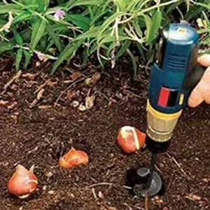 Garden plant twist drill bit for flower planting and soil loosening in yard plots detail view