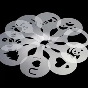 Plastic coffee stencil set latte art templates mold kitchen coffee bar accessory 16pcs