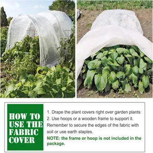 Garden plant frost cover, white non-woven protective fabric for winter vegetables and garden plants.