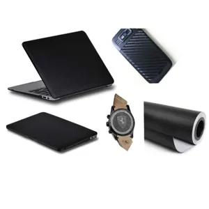 Carbon fiber sticker wrap for laptop phone watch decoration, durable DIY vinyl film roll.