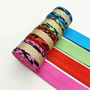 Ethnic jacquard webbing 3.8cm leopard print polyester gold thread strap for apparel sewing DIY