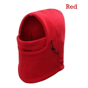 Rode winter thermische fleece balaclava detail, verstelbaar trekkoord fietsmasker.