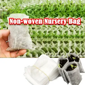Detailed view of biodegradable non-woven nursery bags, perfect for plant growth and garden seeding.