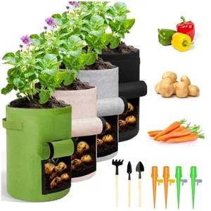 Aardappelteeltzak met kijkvenster, ademende non-woven stof groeizakken voor groenten en planten.