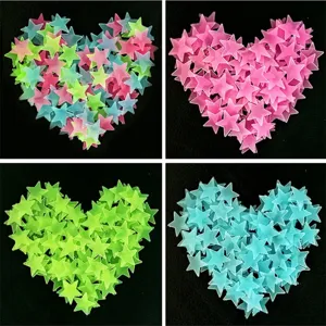 Autocollants muraux étoiles phosphorescentes, étoiles en plastique lumineuses chambre 3cm