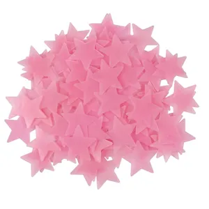 Stickers muraux étoiles roses phosphorescentes pour déco chambre d'enfant, plastique 3cm