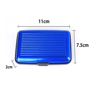 Étui de carte de crédit en aluminium bleu porte-cartes de visite étui de poche portefeuille 11cm
