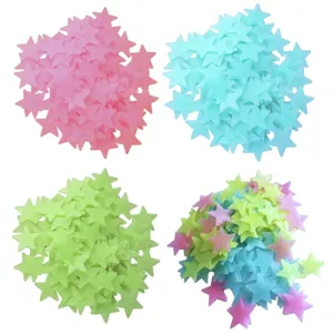 Stickers Muraux Étoiles en Plastique Lumineux Brillant dans le Noir Autocollants Fluorescents Pour Chambre d'Enfant Décoration Murale