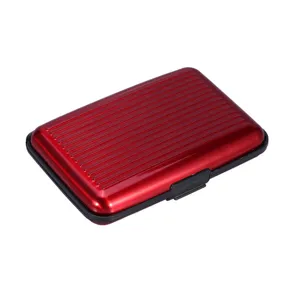 Porte-cartes de crédit en aluminium, étui de visite en métal rouge, portefeuille de poche.