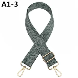 Correa de repuesto para bolso de mujer, bandolera tejida verde oscura con herrajes dorados metal.