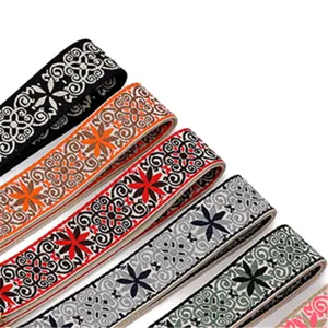 Ethnic style jacquard webbing DIY sewing craft decorative belt colorful flower strap 5cm