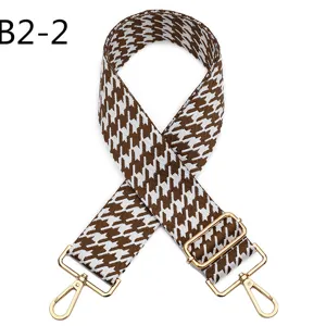 Brown white houndstooth replacement bag strap adjustable shoulder strap handbag accessory