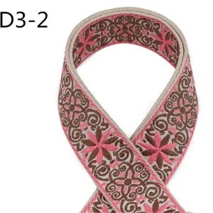 Ethnic jacquard webbing strap 5cm wide cotton polyester floral embroidered ribbon DIY sewing