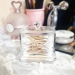 Klaren Acryl Wattestäbchenbehälter mit Deckel, transparente Kosmetik-Organizer-Box für Alltag.