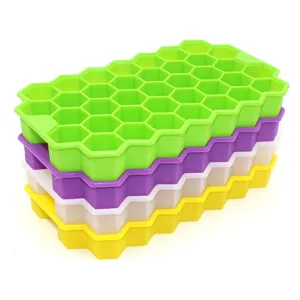 Stackable silicone honeycomb ice cube tray set 37 grids mold for home kitchen bar use
