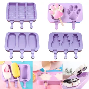 Silicone Ice Cream Mold DIY Homemade Popsicle Maker With Wooden Sticks Reusable Kitchen Baking Tool For Summer Party Home