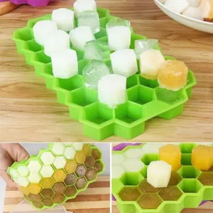 Silicone honeycomb ice cube tray, flexible DIY ice maker mold with multi-grid design for home.