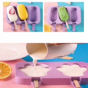 Silicone ice cream mold diy popsicle maker kitchen gadget cute rabbit and classic design tools