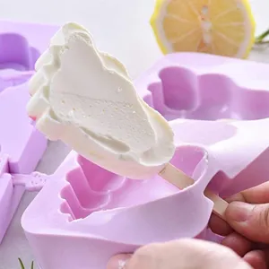 Silicone ice cream popsicle mold detail view, flexible DIY homemade ice pop maker tool.