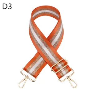 Replacement bag strap orange white glitter design adjustable crossbody purse strap with gold hardware