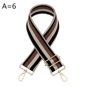 Modieuze gestreepte vervangende tasband, breed verdikt design met gouden metalen haken.