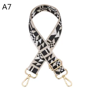 Replacement bag strap, adjustable woven shoulder crossbody strap with golden hardware hooks.